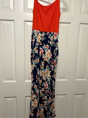 Vanilla Bay Coral and Navy Floral Maxi Dress